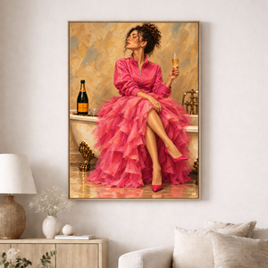 Lærredstryk – Champagne in Pink